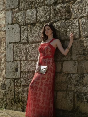 VESTIDO ASIMETRICO DE ENCAJE