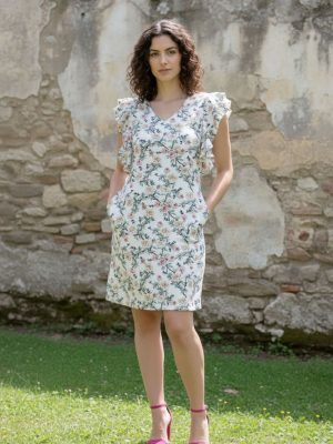 VESTIDO FLORES VOLANTE MANGA
