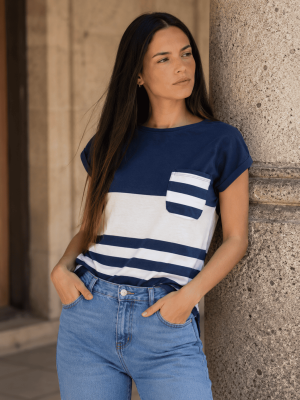 CAMISETA BOLSILLO RAYAS