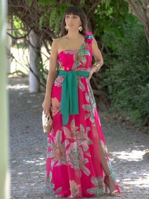 VESTIDO P.HONOR TIRANTE FLORES