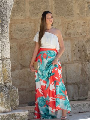VESTIDO ESTAMPADO TOP LISO