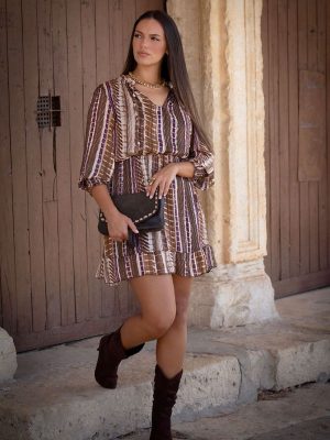 VESTIDO ESTAMPADO HILO ORO